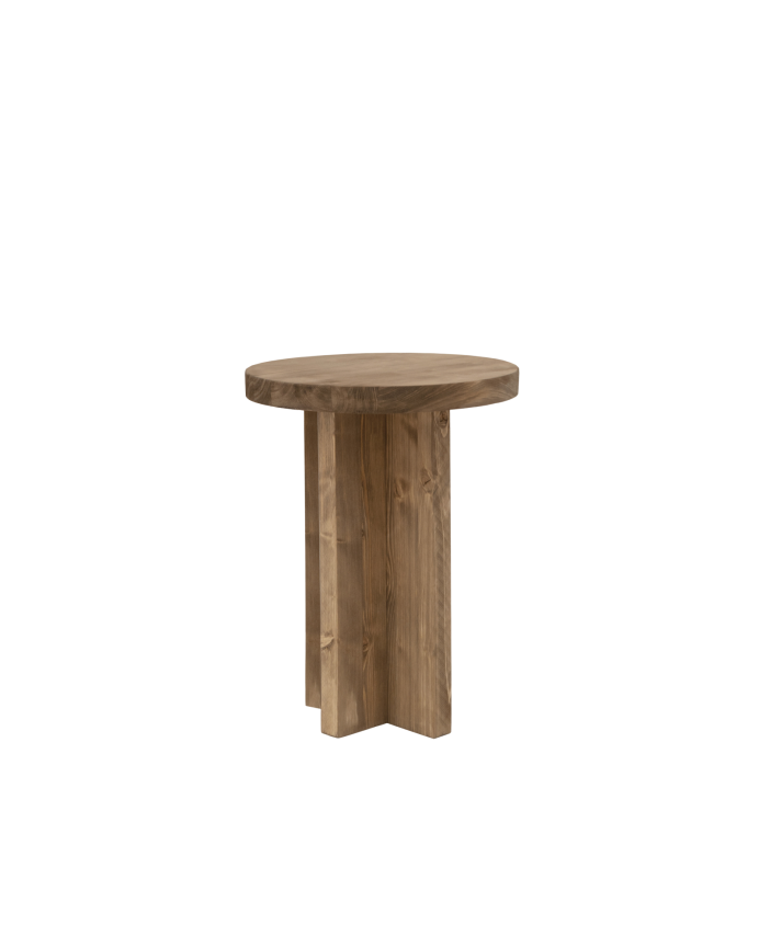 Deco wood Taburete de madera maciza en tono roble oscuro de 45x35cm