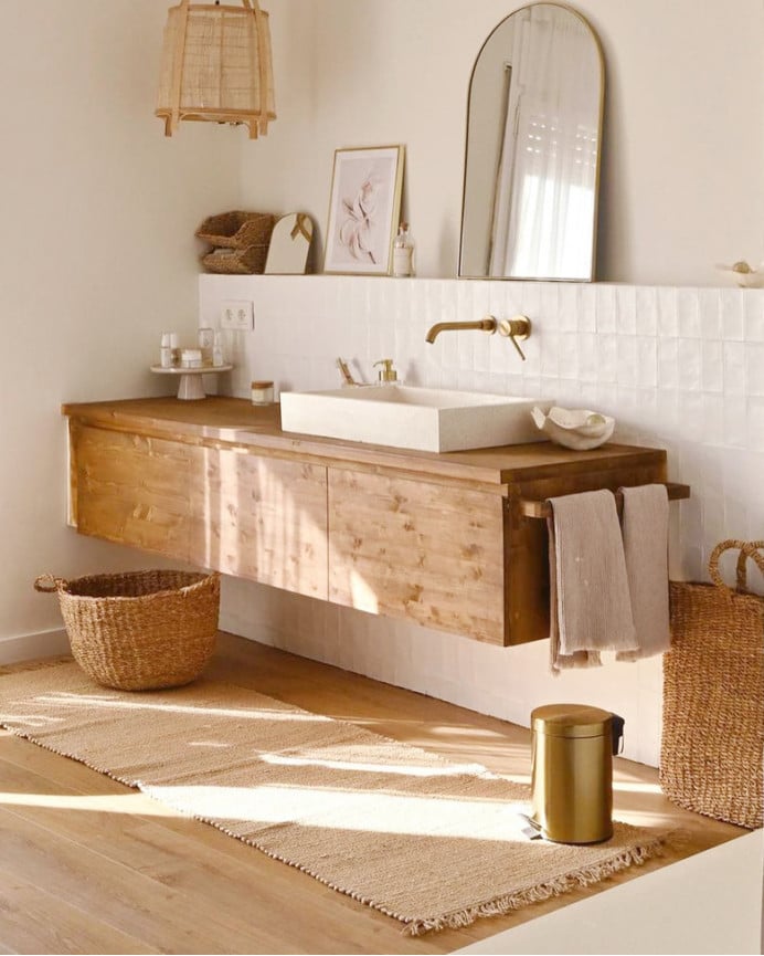 Deco Wood Toallero De Madera Maciza Tono Roble Oscuro De 7x50cm