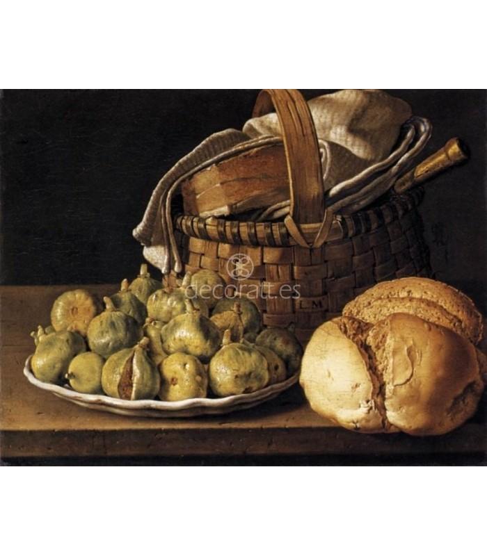 Decoratt A plate of figs pomegranates bottle and a glass of wine white and bread