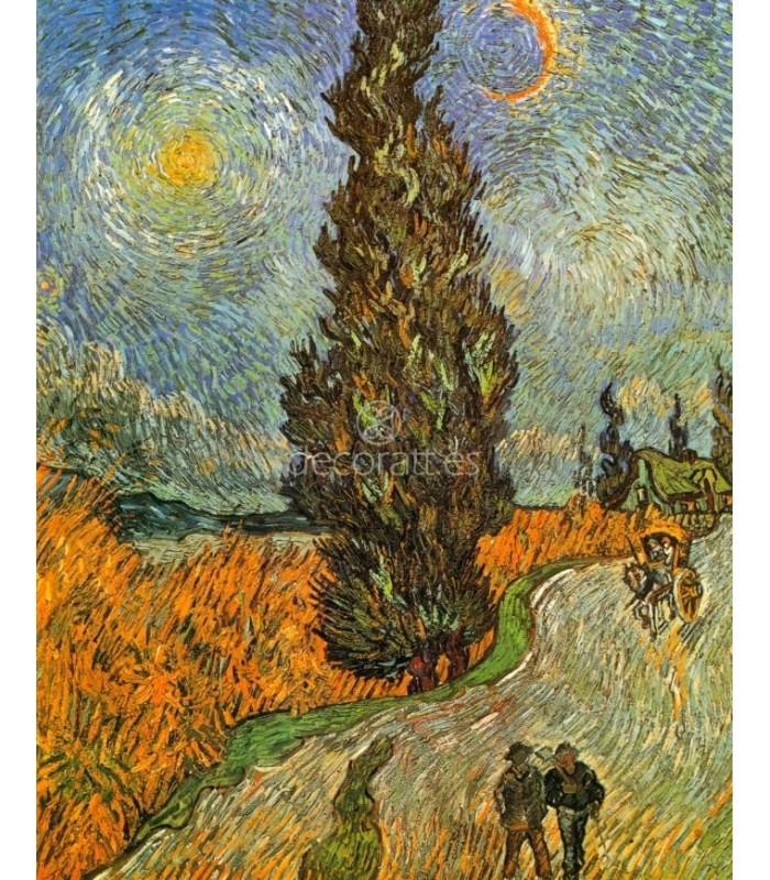 Decoratt Carretera con cipres bajo el cielo estrellado