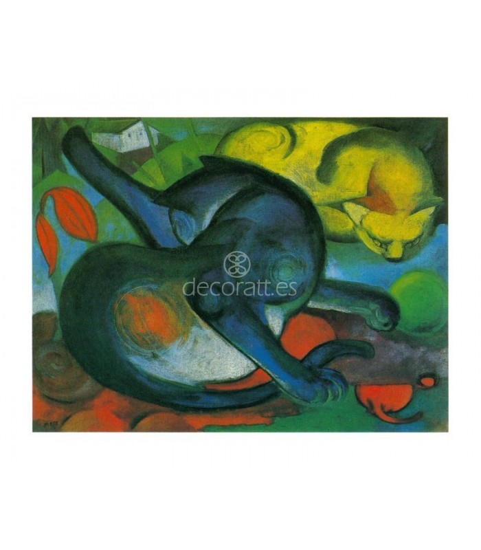 Decoratt Dos gatos azul y amarillo