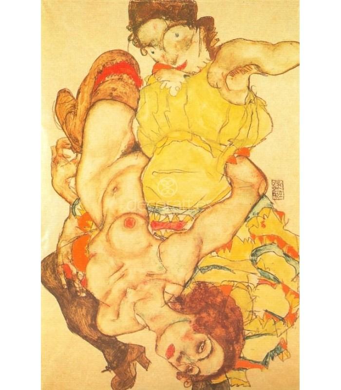 Decoratt Dos muchchas echadas y entrelazadas