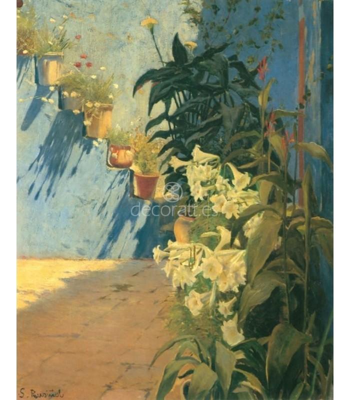 Decoratt Patio azul con lirios