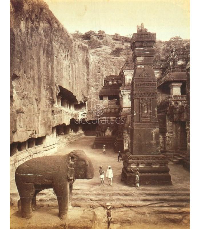 Decoratt Rock Cut Kailas Temple Ellora India 1893