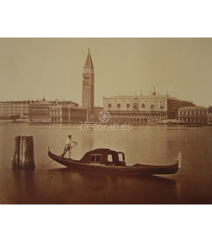 Decoratt Vista del Palacio Ducal en góndola. Carlo Ponti. 1870