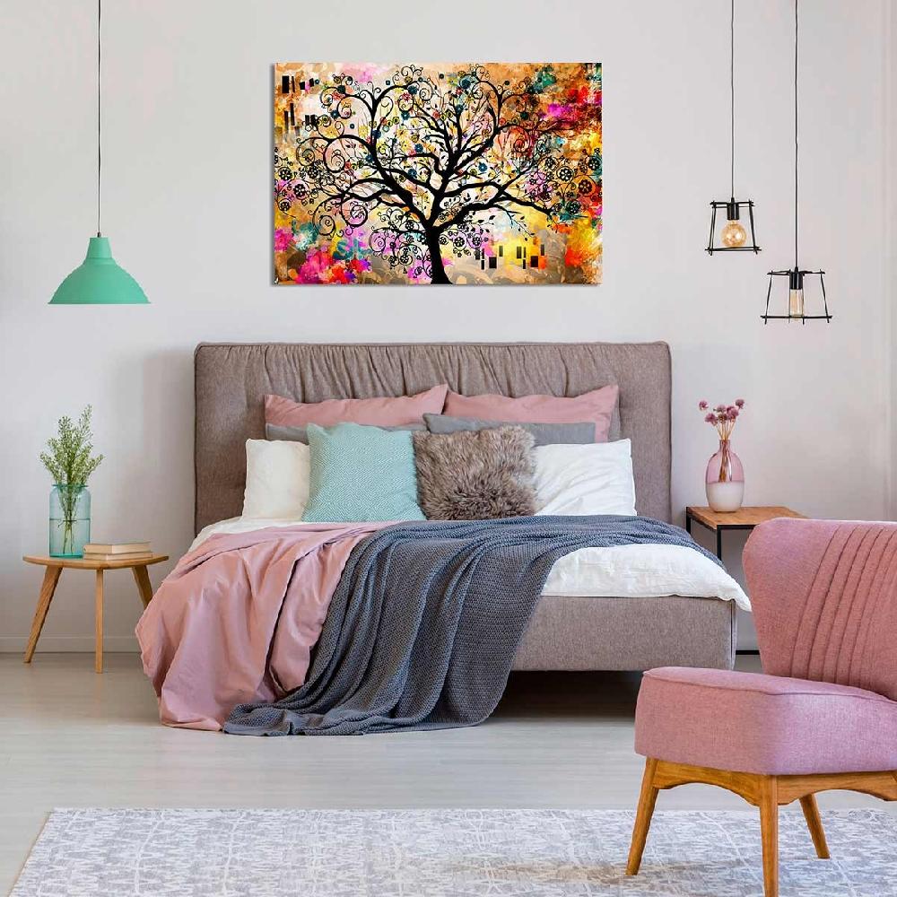 Dekoarte Cuadro En Lienzo Adaptacion Multicolor Del Arbol De La Vida De Klimt