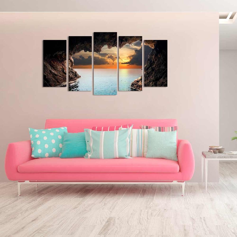 Dekoarte Cuadro En Lienzo De 5 Piezas Estilo Paisaje De Una Cueva