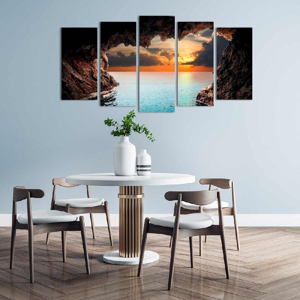 Dekoarte Cuadro En Lienzo De 5 Piezas Estilo Paisaje De Una Cueva