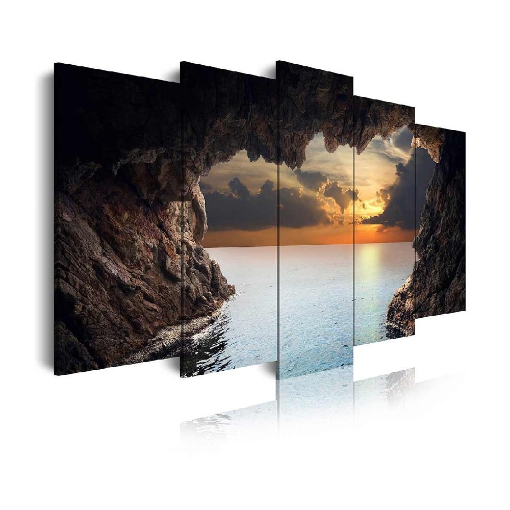 Dekoarte Cuadro en Lienzo de 5 Piezas Estilo Paisaje de una Cueva