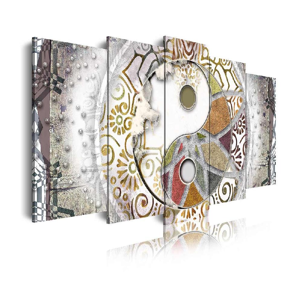 Dekoarte Cuadro en Lienzo Tríptico Abstracto Zen Ying y Yang