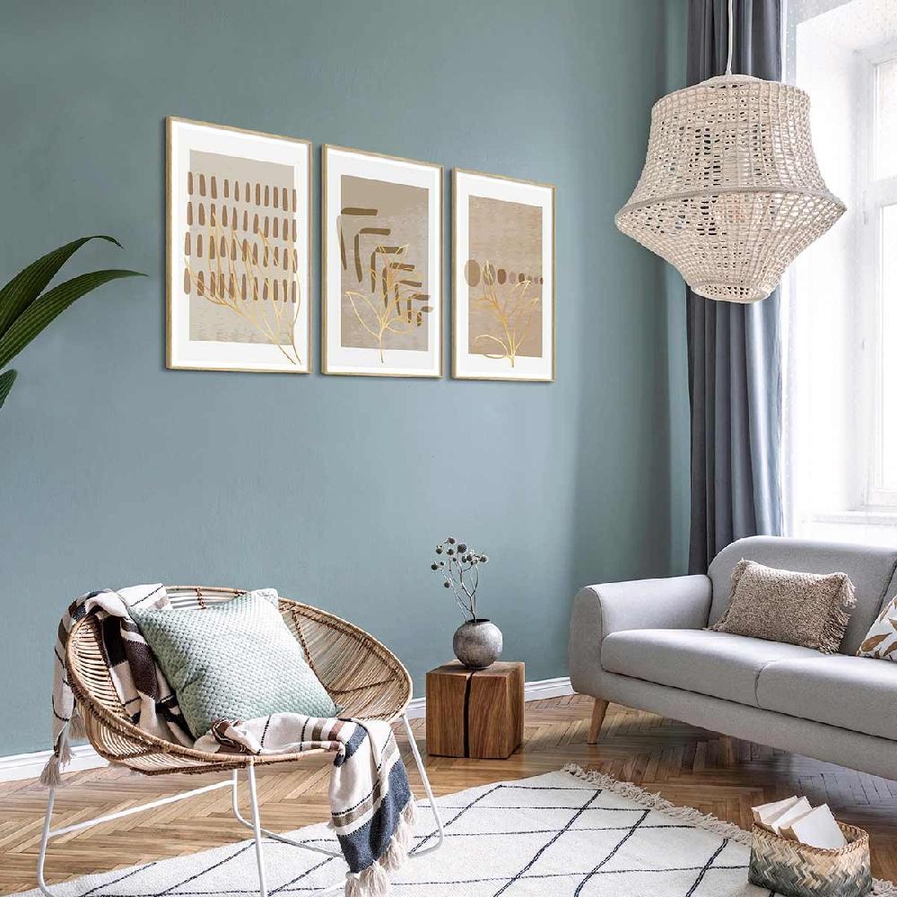 Dekoarte Cuadro Tríptico Con Marco Color Madera Estilo Minimalista