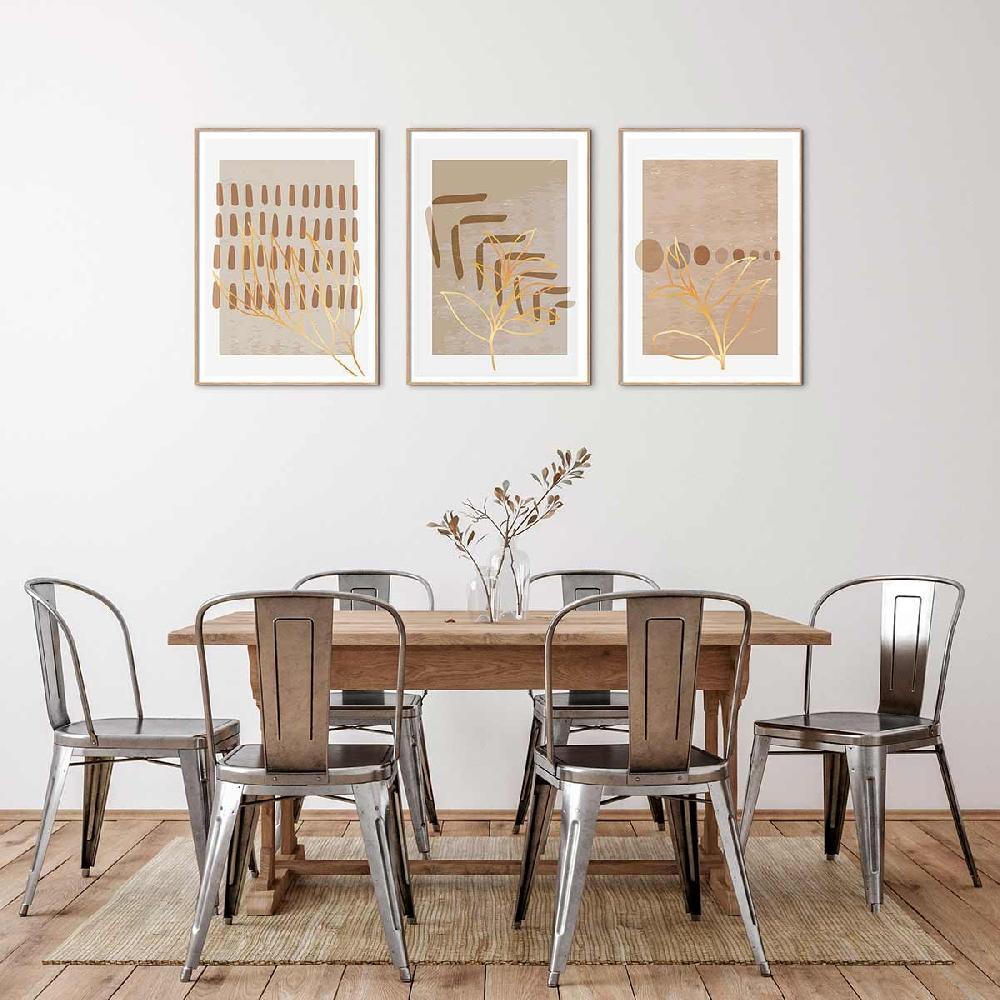 Dekoarte Cuadro Tríptico Con Marco Color Madera Estilo Minimalista