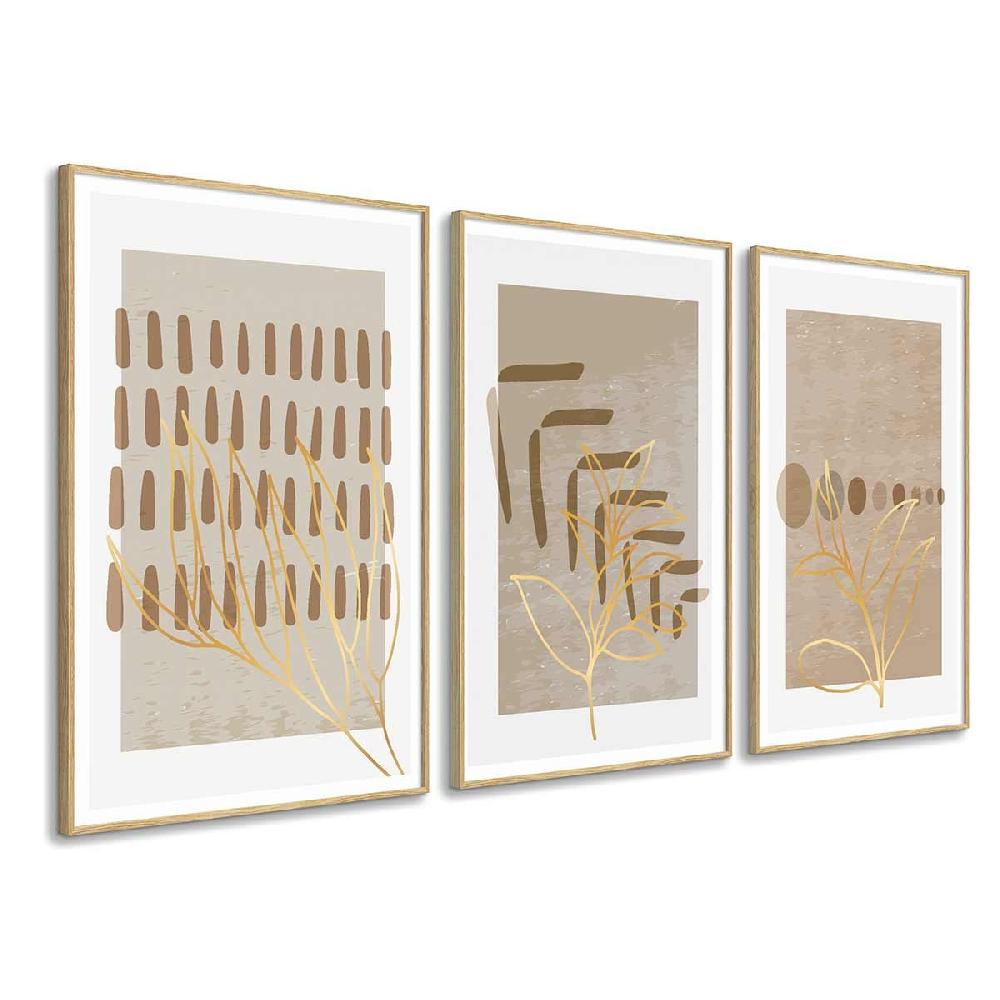 Dekoarte Cuadro tríptico con Marco color Madera Estilo Minimalista