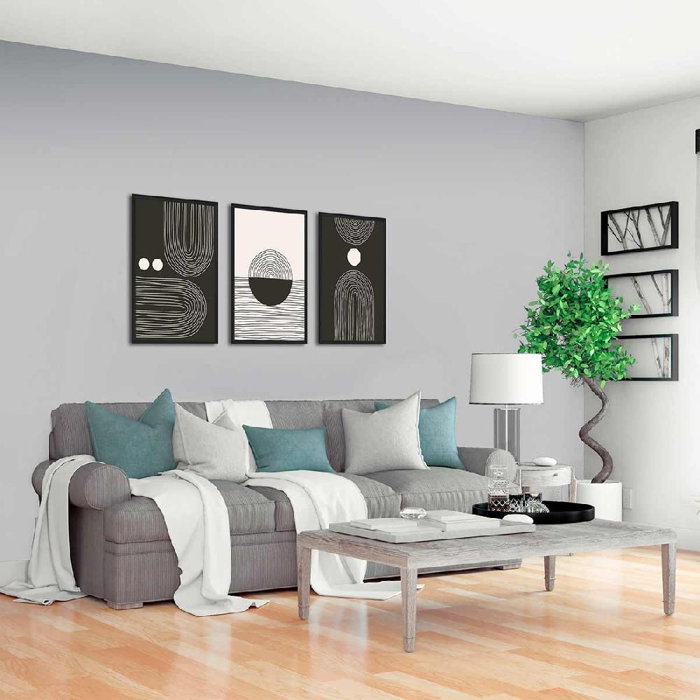 Dekoarte Cuadro Tríptico Con Marco Negro Estilo Nórdico