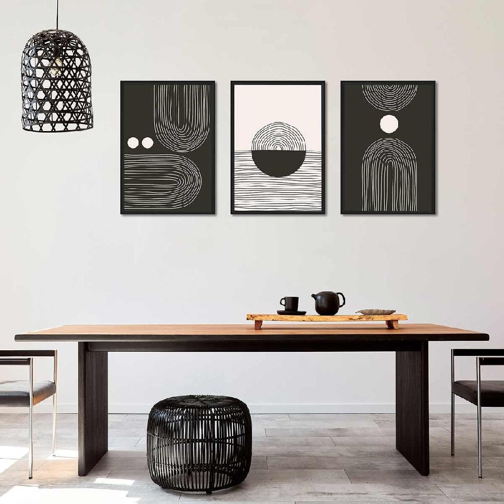 Dekoarte Cuadro Tríptico Con Marco Negro Estilo Nórdico