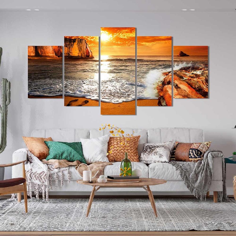 Dekoarte Cuadro Tríptico Paisaje Playa - Decoración Costera Moderna