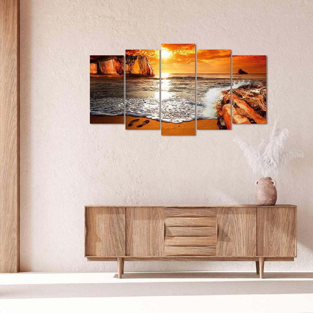 Dekoarte Cuadro Tríptico Paisaje Playa - Decoración De Estilo Costero