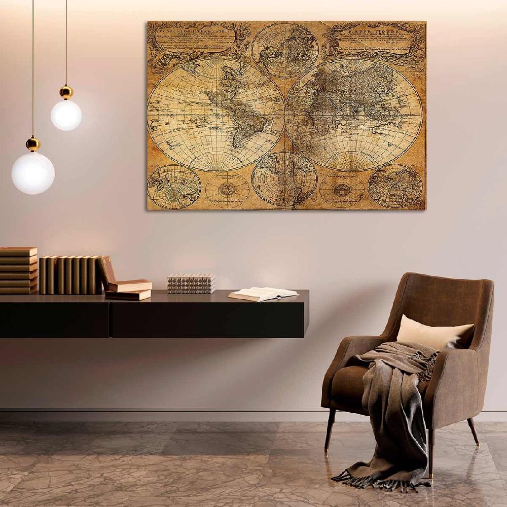 Dekoarte Cuadro Vintage Mapa Del Mundo - Decoración Para Salón