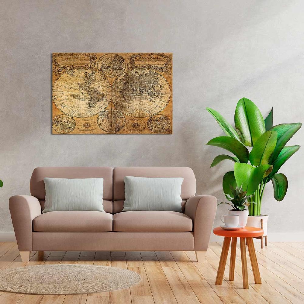 Dekoarte Cuadro Vintage Mapa Del Mundo - Decoración Para Salón