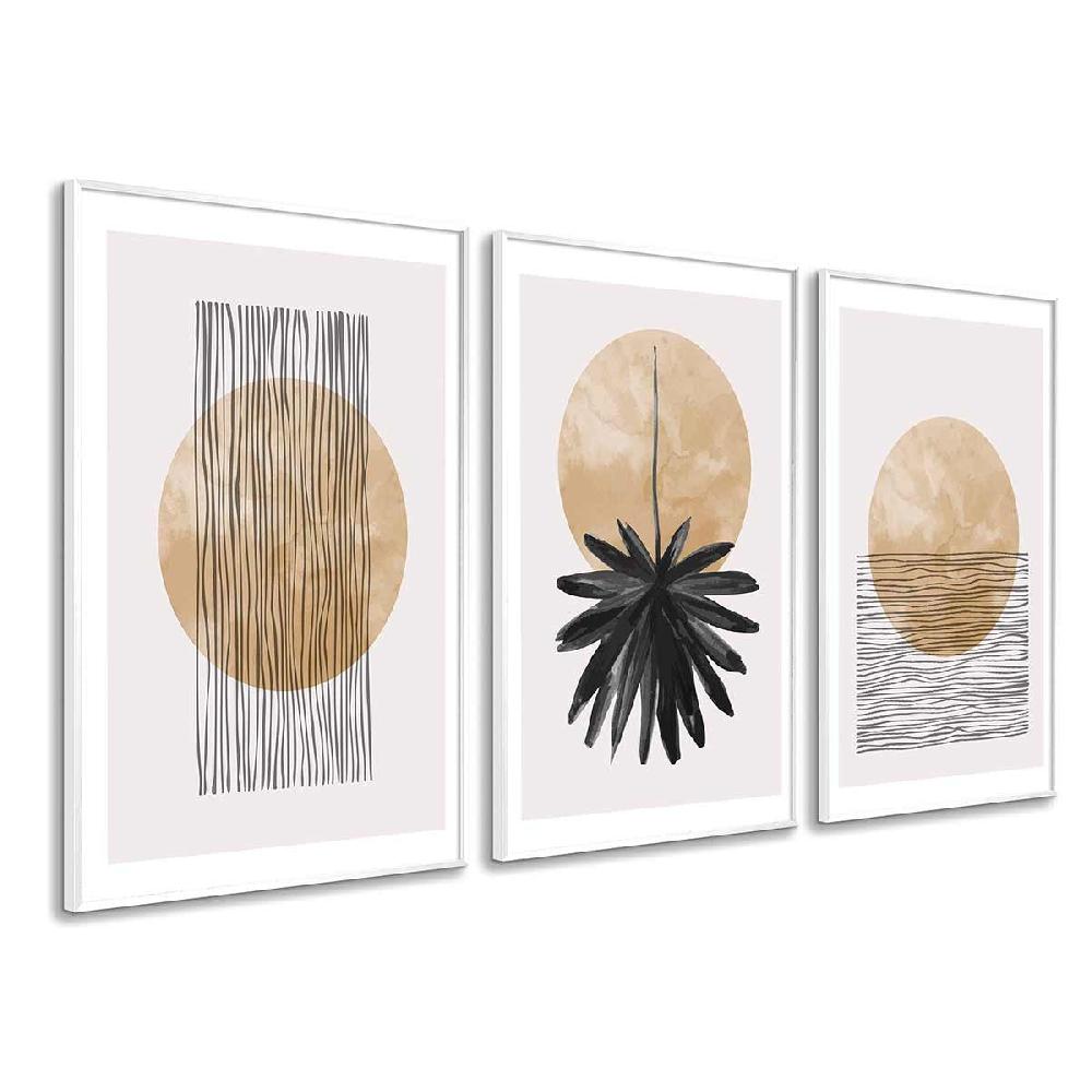 Dekoarte Cuadros Trípticos con Marco Blanco de Estilo Nórdico