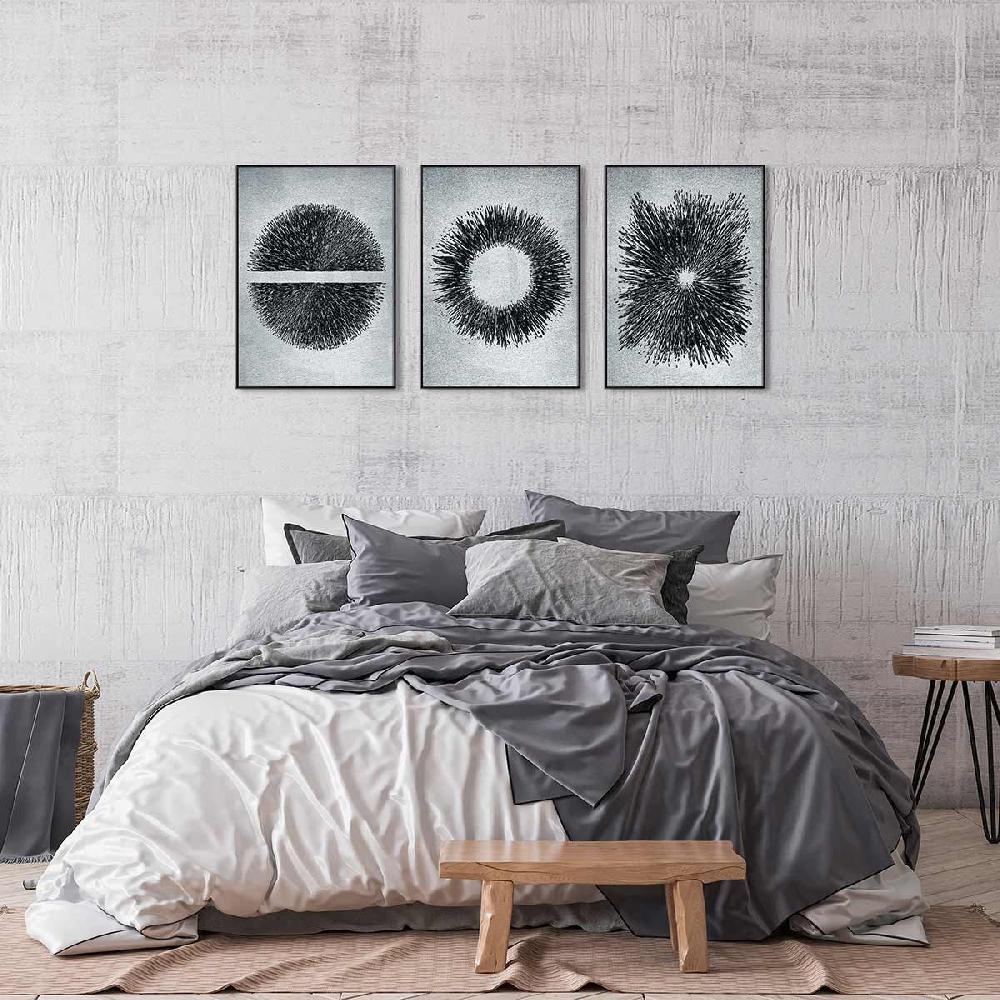 Dekoarte Cuadros Trípticos Con Marco Negro Estilo Circulos Efecto Relieve