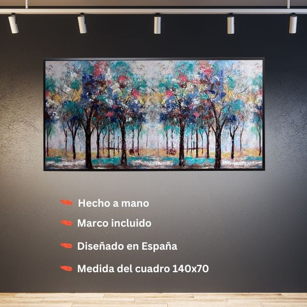 Dekoarte Cuadro Pintado A Mano Bosque Primavera