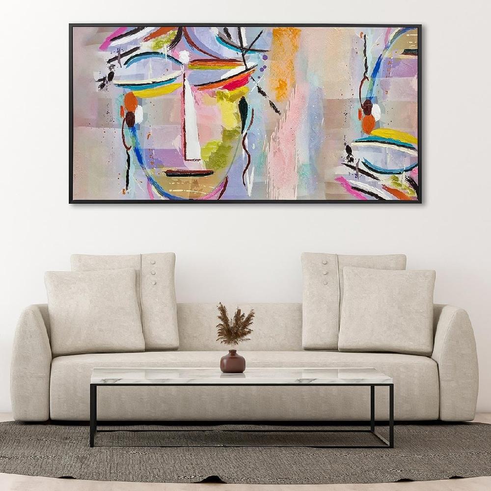 Dekoarte Cuadro Pintado A Mano Caras Abstracto