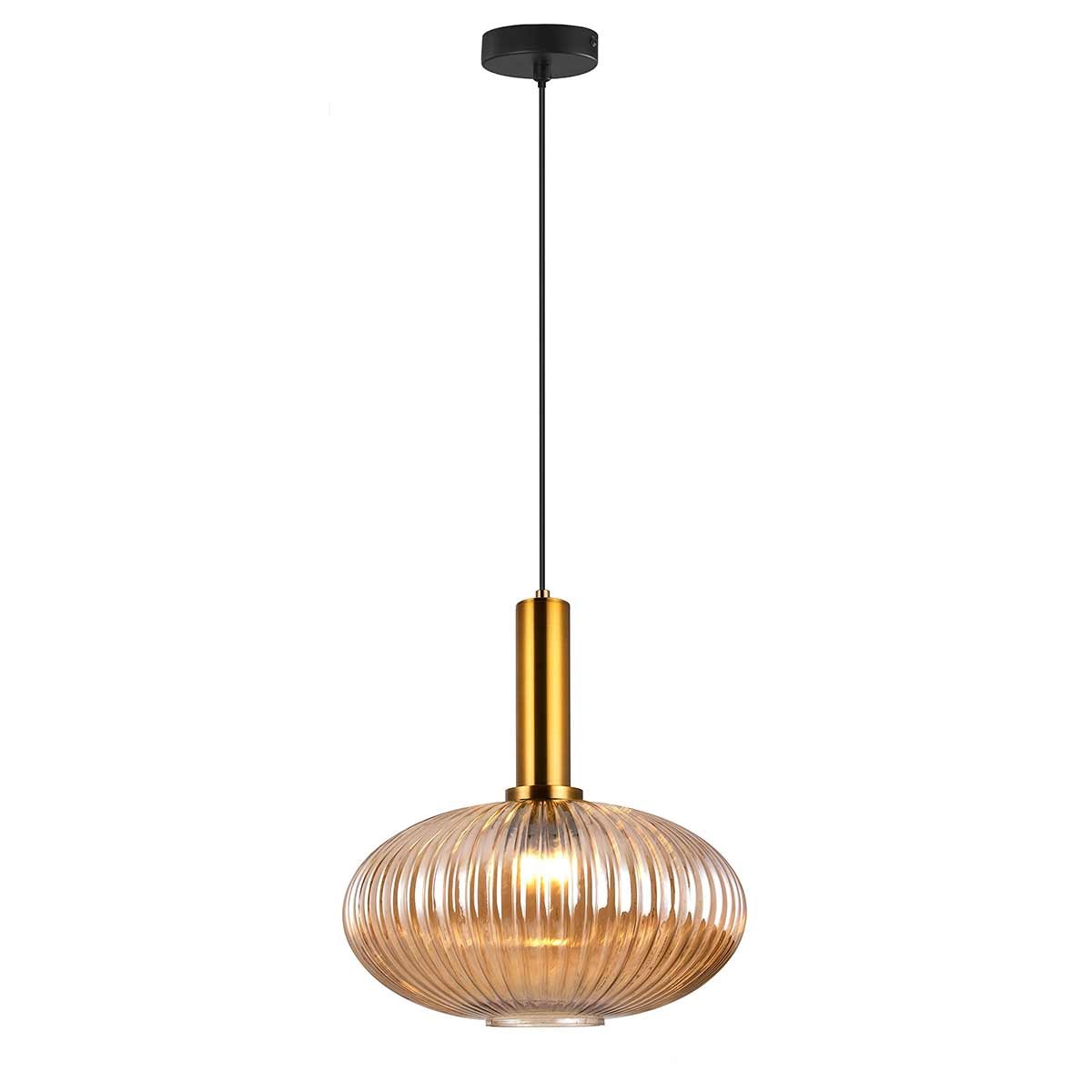 Dekoarte Lámpara Colgante Cristal Estilo Clásico Colores Dorado y Ambar A+