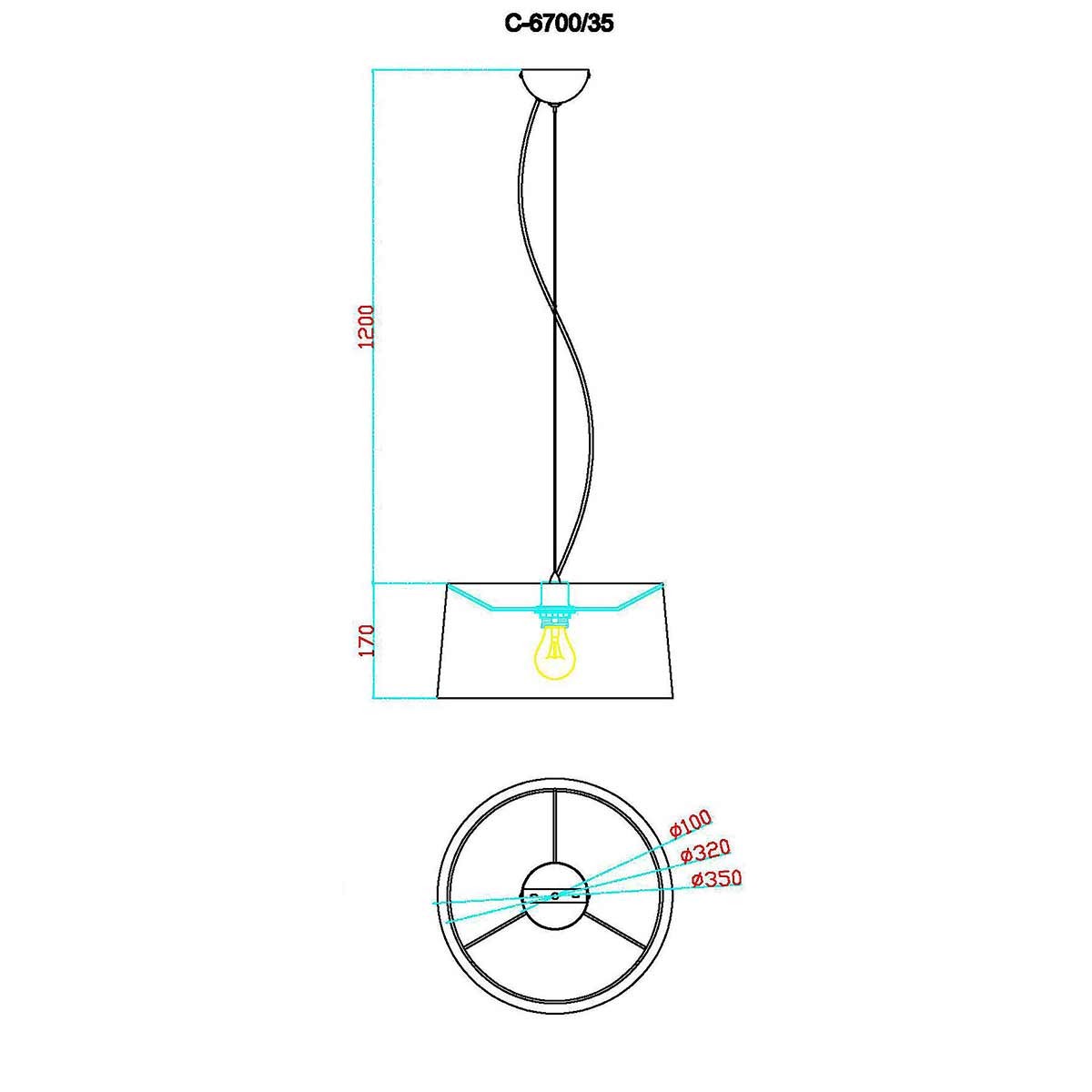 Dekoarte Lámpara Colgante Cristal Estilo Copa Color Cuero Y Ambar A+