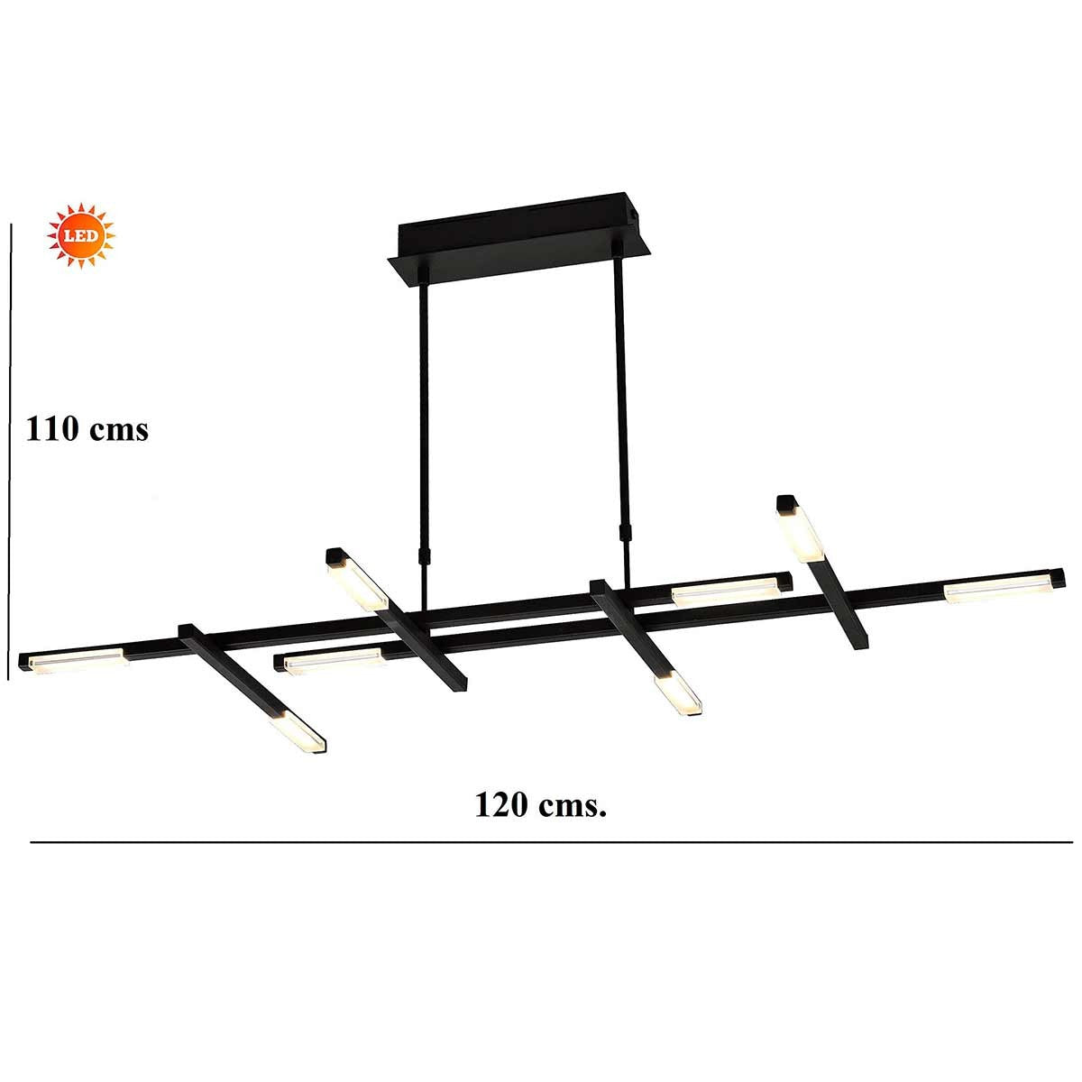 Dekoarte Lámpara Colgante Estilo Asimétrica Color Cromo LED 36W Luz Cálida 2700K