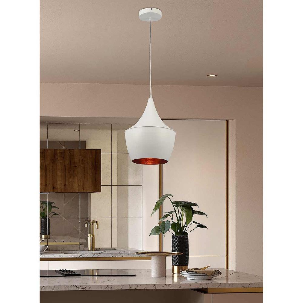 Dekoarte Lámpara Colgante Estilo Cáliz Color Blanco Y Dorado A+