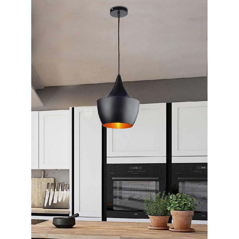 Dekoarte Lámpara Colgante Estilo Cáliz Color Nregro Y Dorado A+