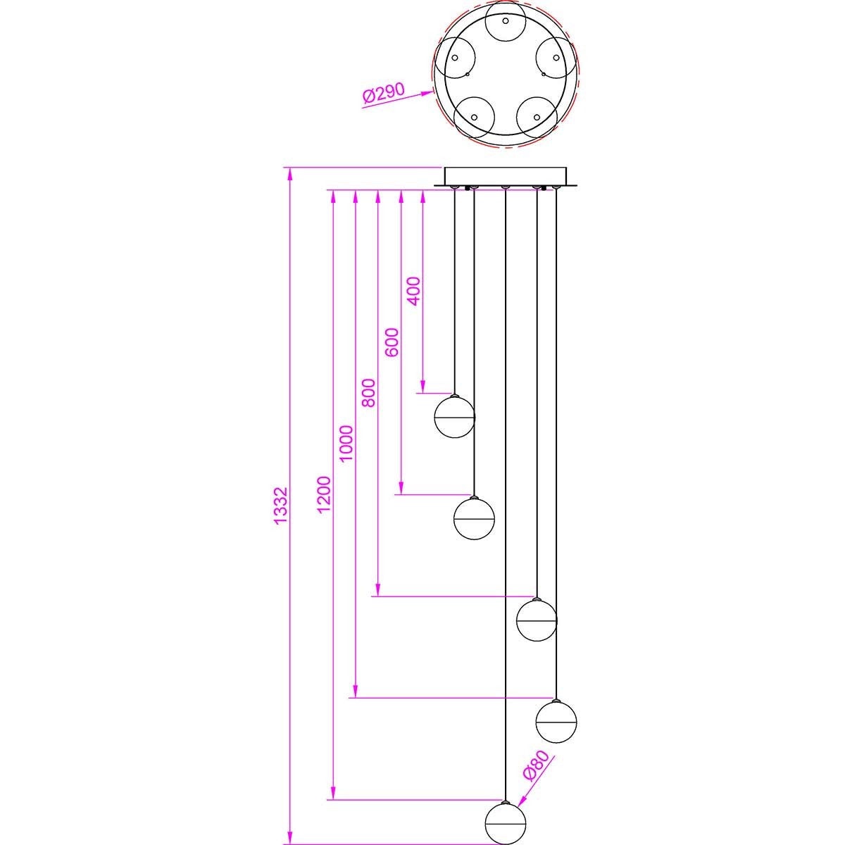 Dekoarte Lámpara Colgante Estilo Caracol Negra LED 25W | DekoArte