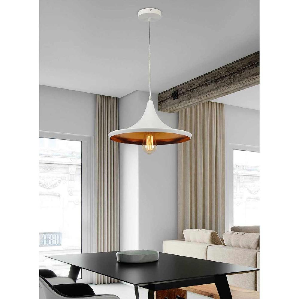 Dekoarte Lámpara Colgante Minimalista Blanco Y Dorado - Estilo Campana