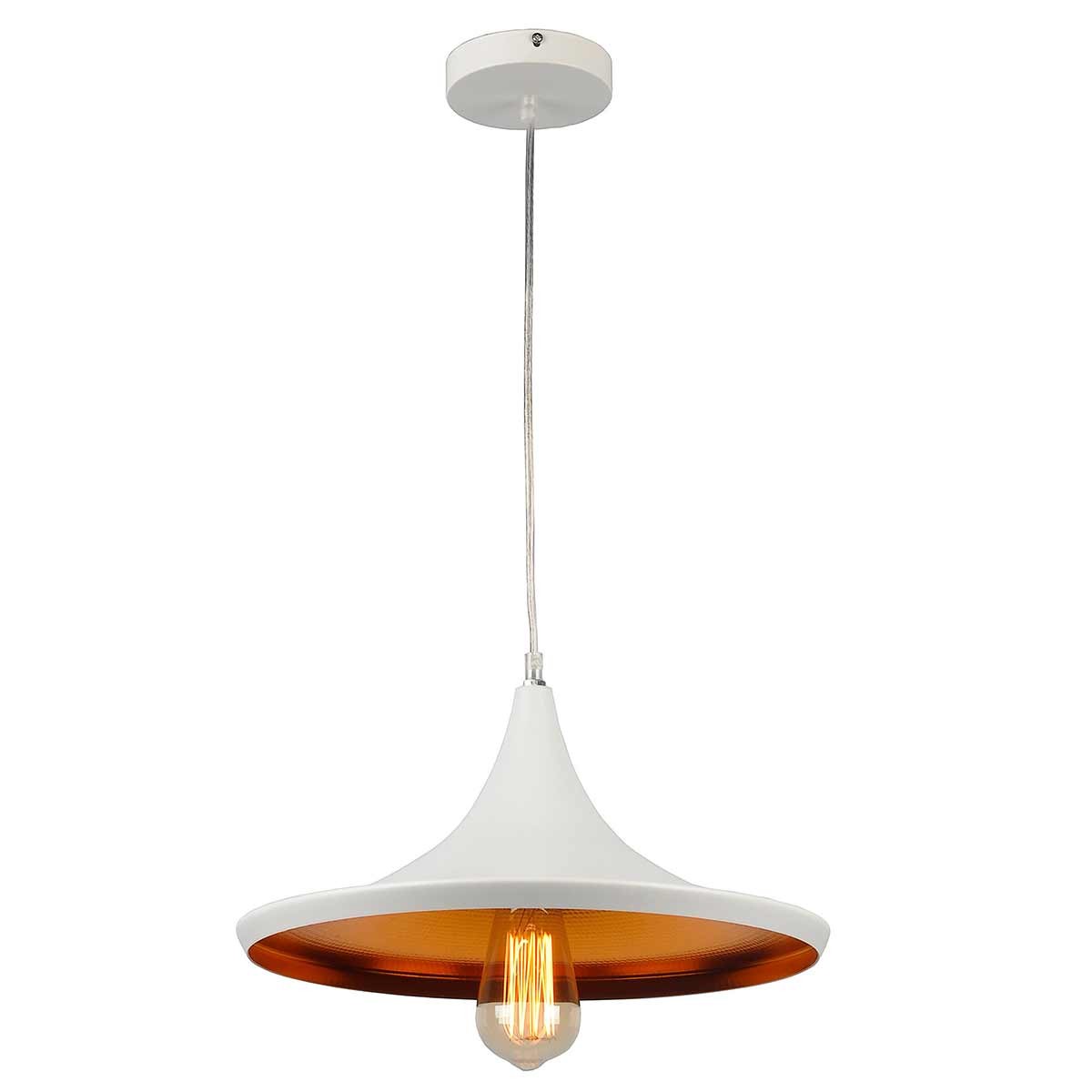 Dekoarte Lámpara Colgante Minimalista Blanco y Dorado - Estilo Campana