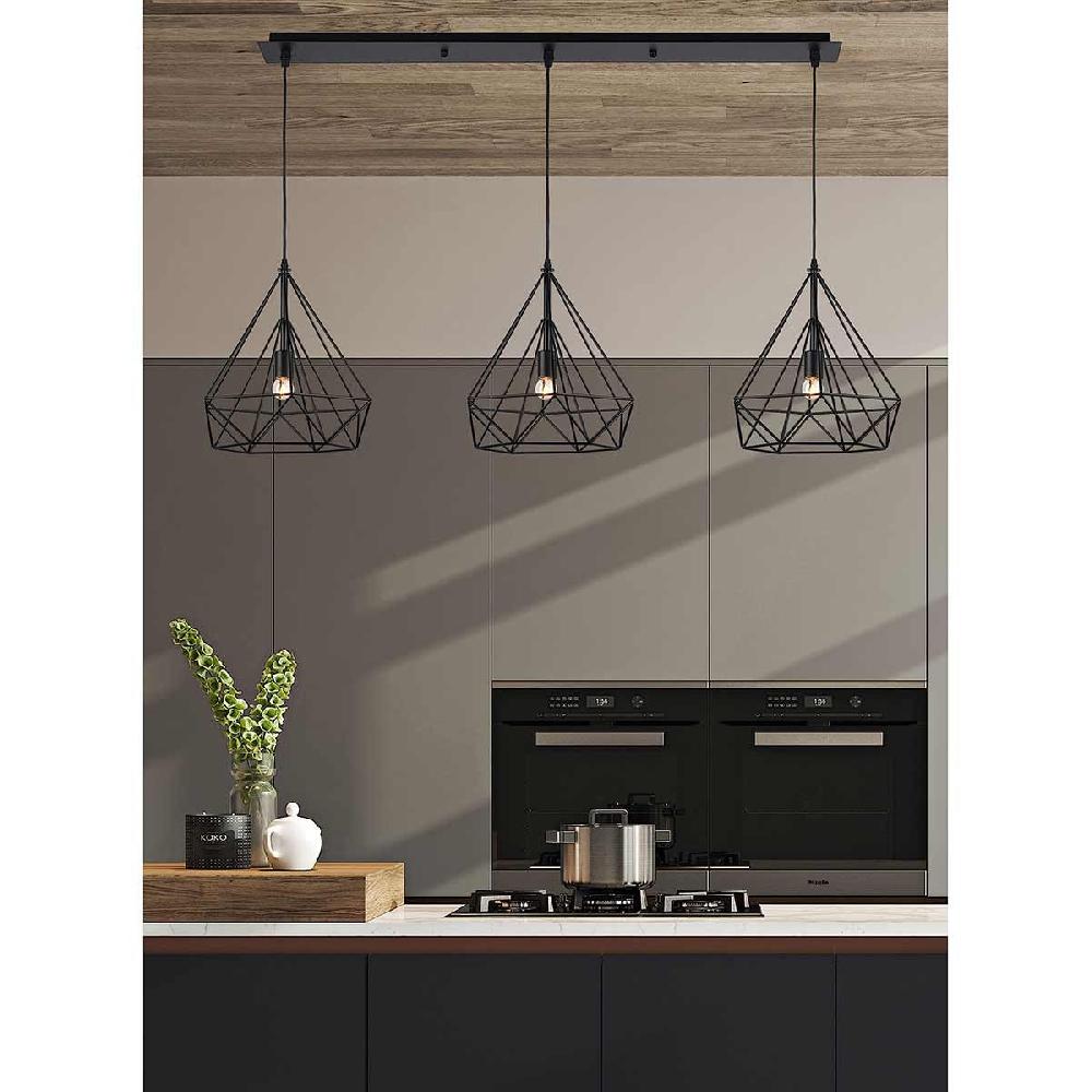 Dekoarte Lámpara Colgante Negra Estilo Industrial - Diseño Contemporáneo