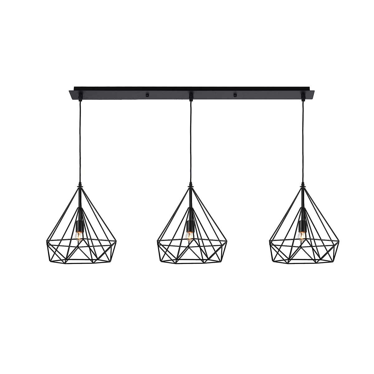 Dekoarte Lámpara Colgante Negra Estilo Industrial - Diseño Contemporáneo