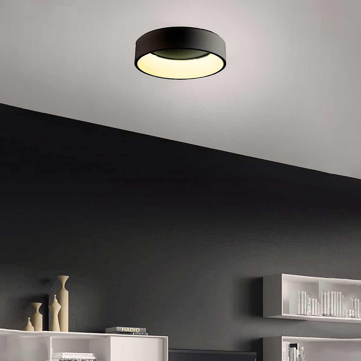 Dekoarte Plafón De Techo LED 32W Color Negro Luz Cálida 3000K A++