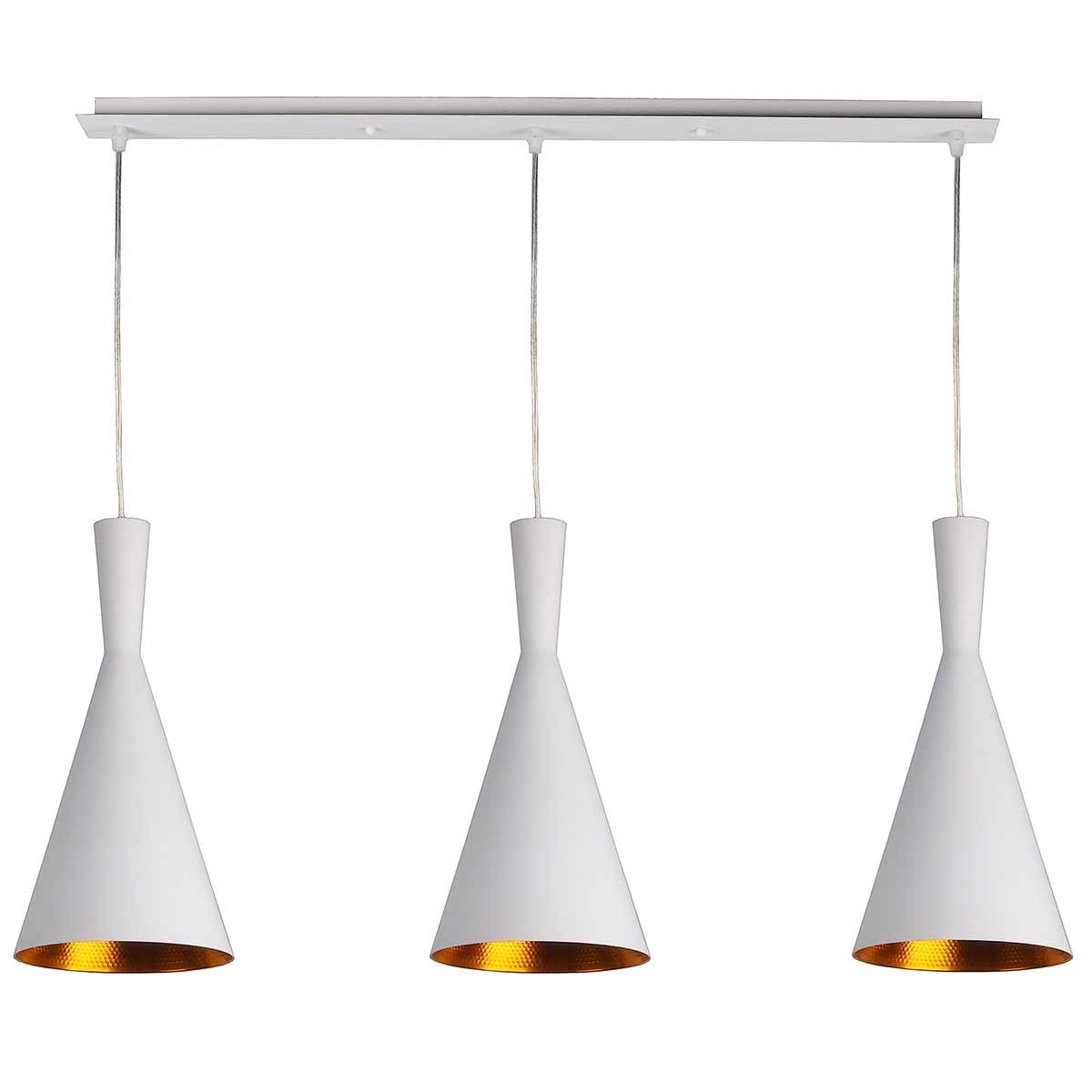 Dekoarte Trío de Lámparas Colgantes Blancas y Doradas - Minimalistas