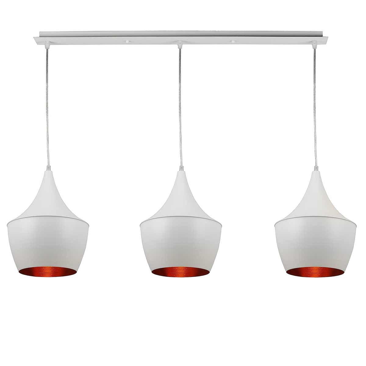 Dekoarte Trío de lámparas Colgantes Estilo Cáliz Color Blanco y Dorado A+