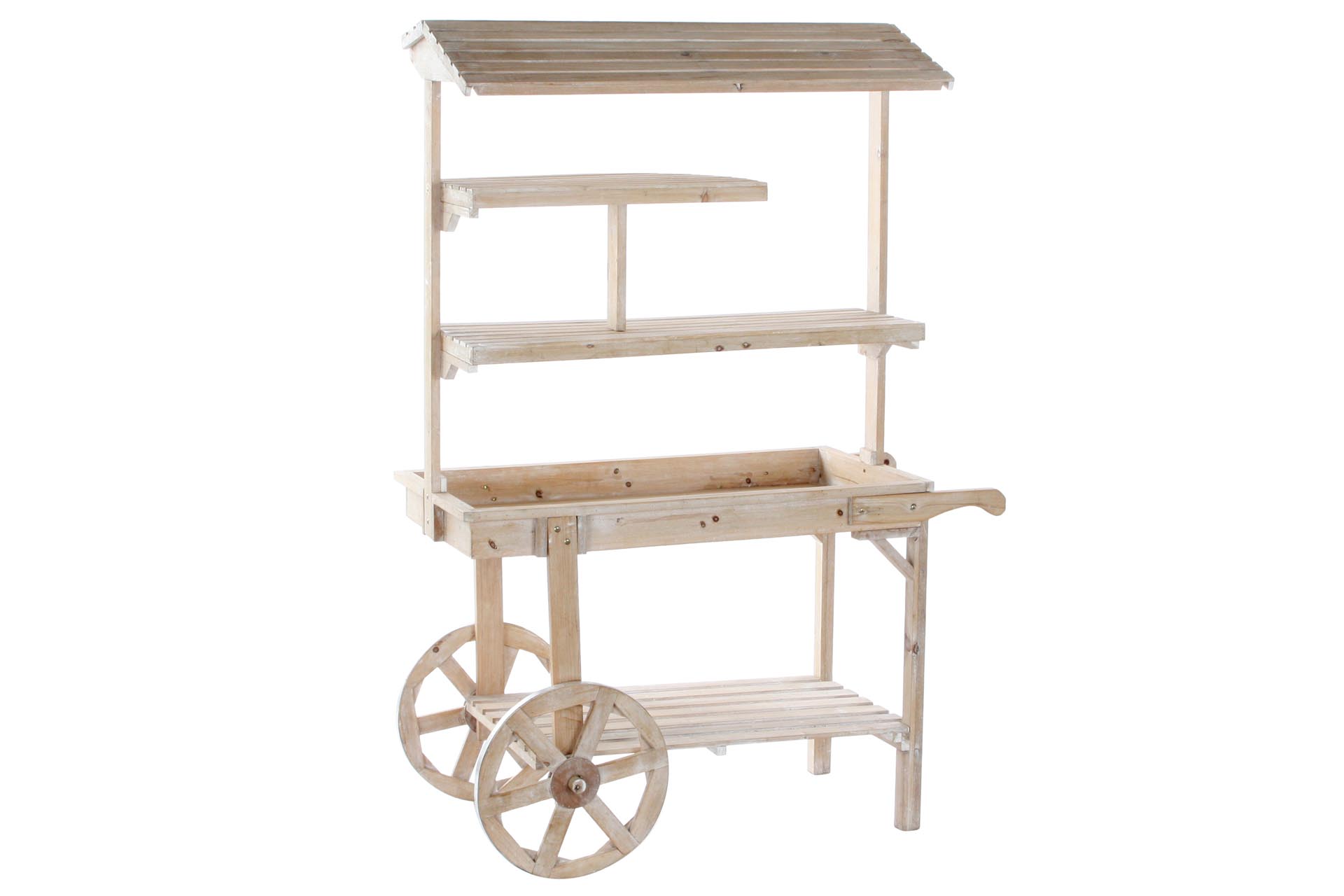 Dekodonia Carro abeto 118x53x166 ruedas natural marron claro