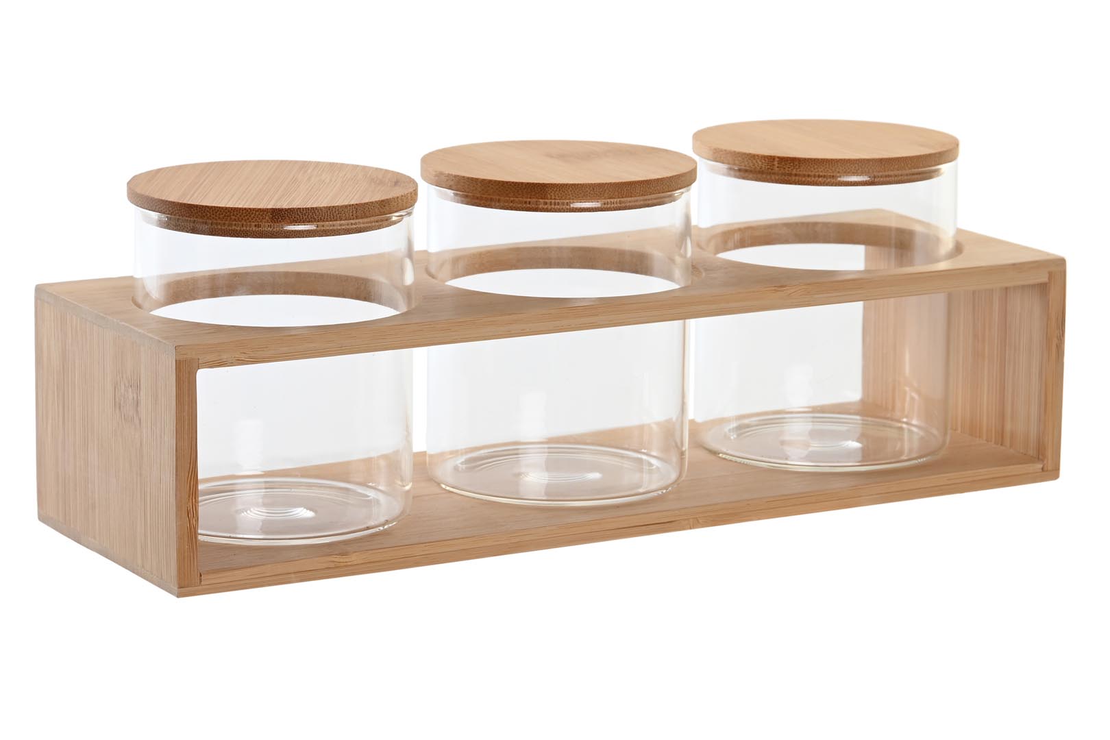 Dekodonia BANDEJA BAMBÚ CON TRES BOTES