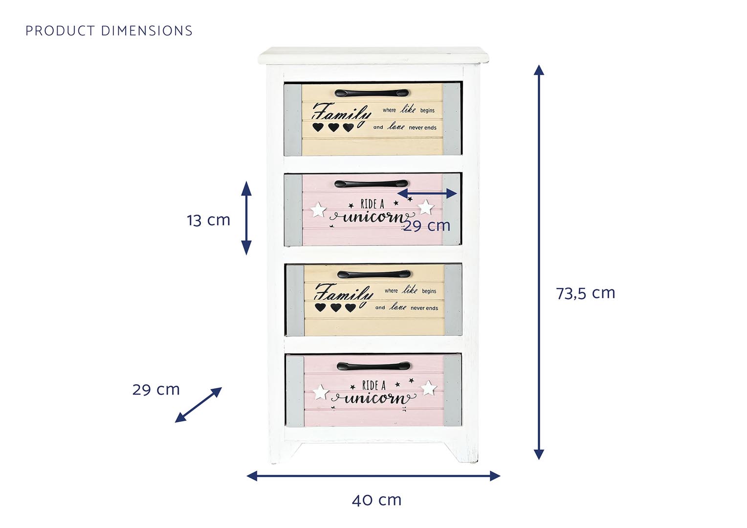 Dekodonia Cajonera Paulownia 4 Cajones Blanco