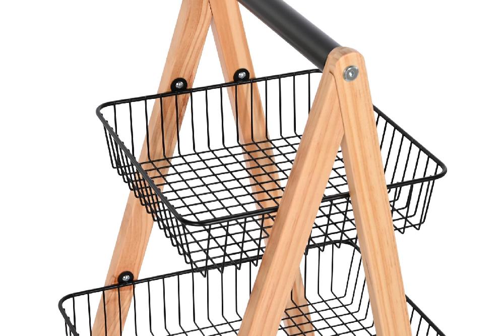 Dekodonia CARRO FRUTERO PINO Y ACERO NEGRO