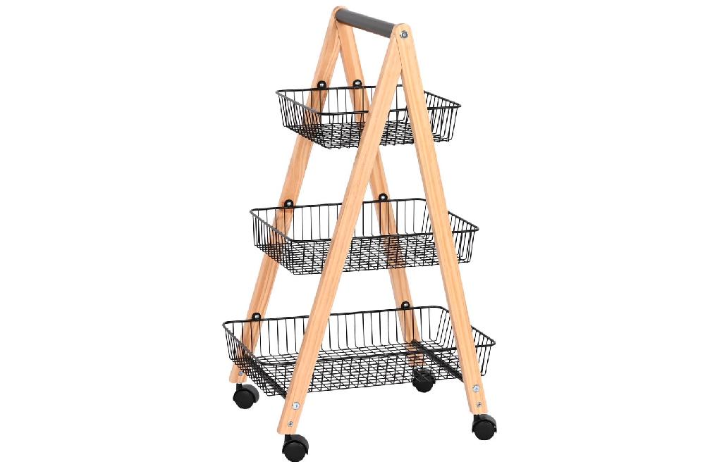 Dekodonia CARRO FRUTERO PINO Y ACERO NEGRO