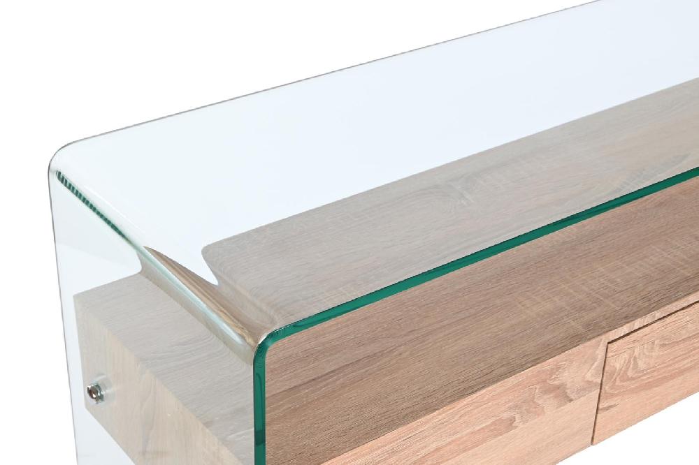 Dekodonia CONSOLA CRISTAL Y MADERA MARRÓN
