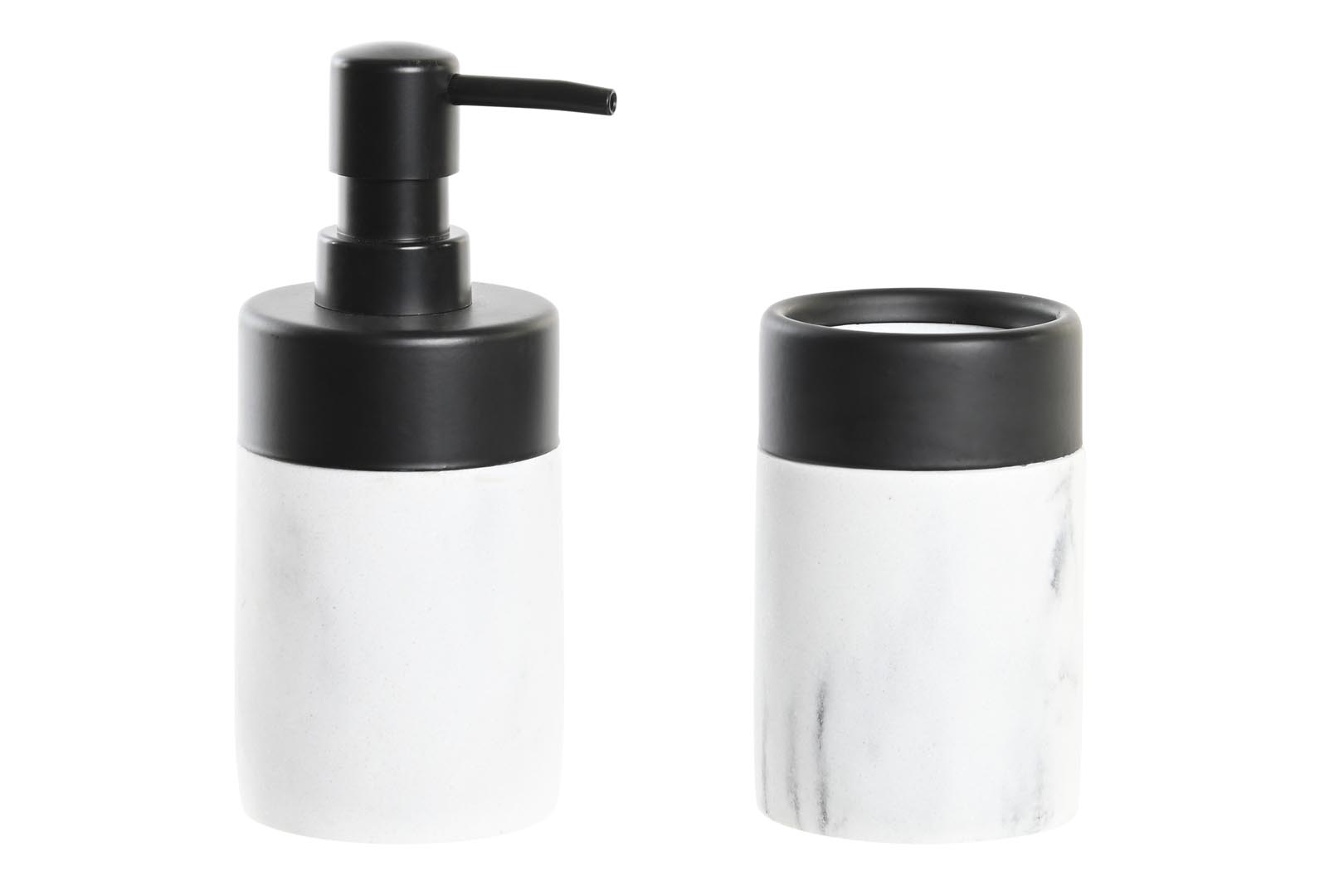 Dekodonia DISPENSADOR JABÓN CON VASO EFECTO MÁRMOL