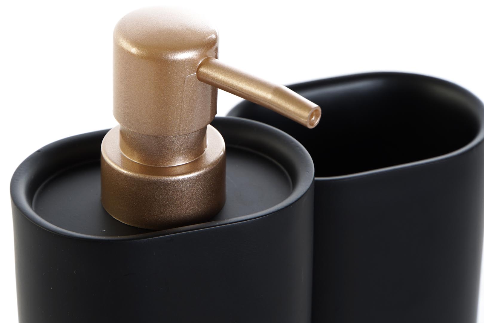 Dekodonia DISPENSADOR JABÓN CON VASO NEGRO BRONCE