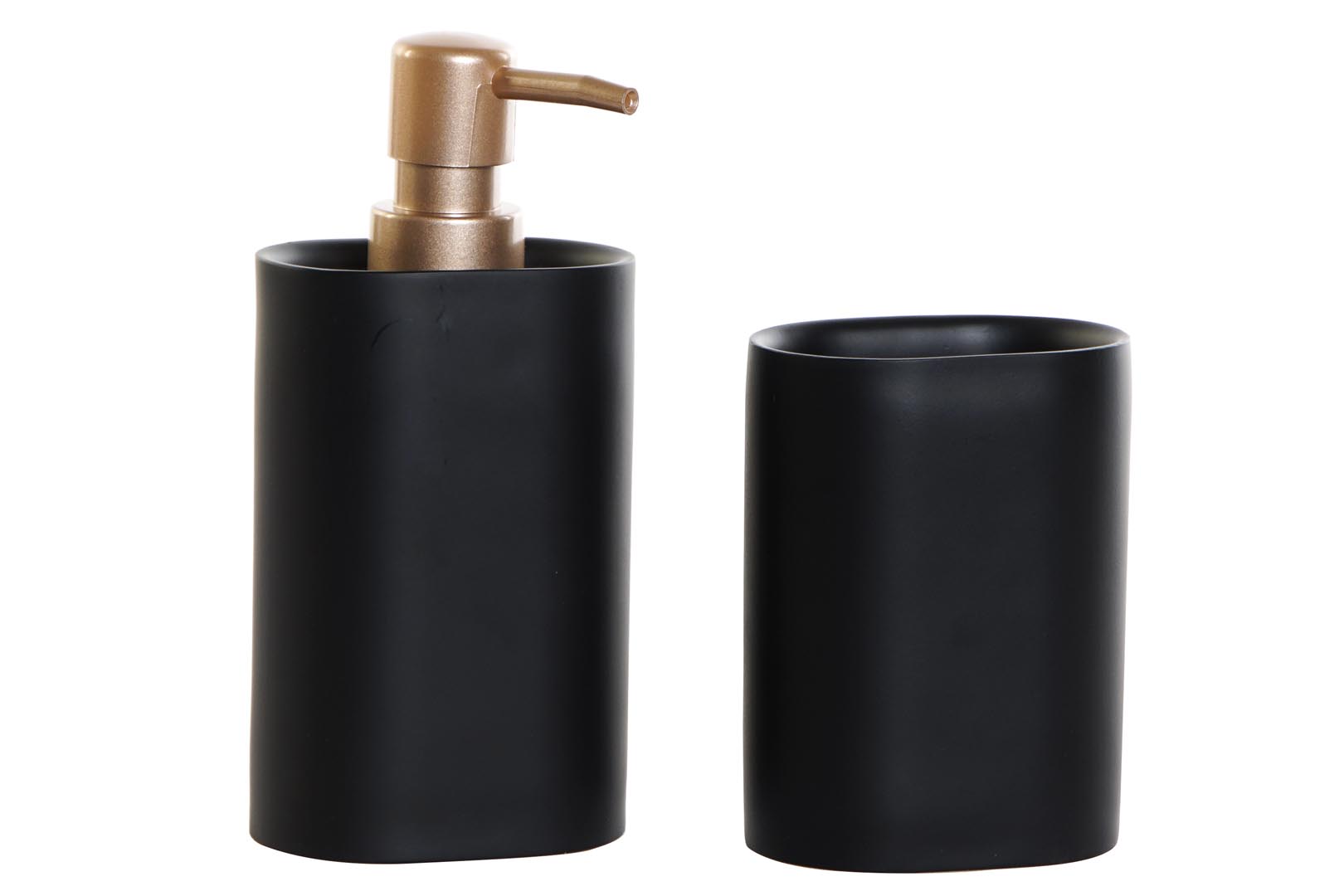 Dekodonia DISPENSADOR JABÓN CON VASO NEGRO BRONCE