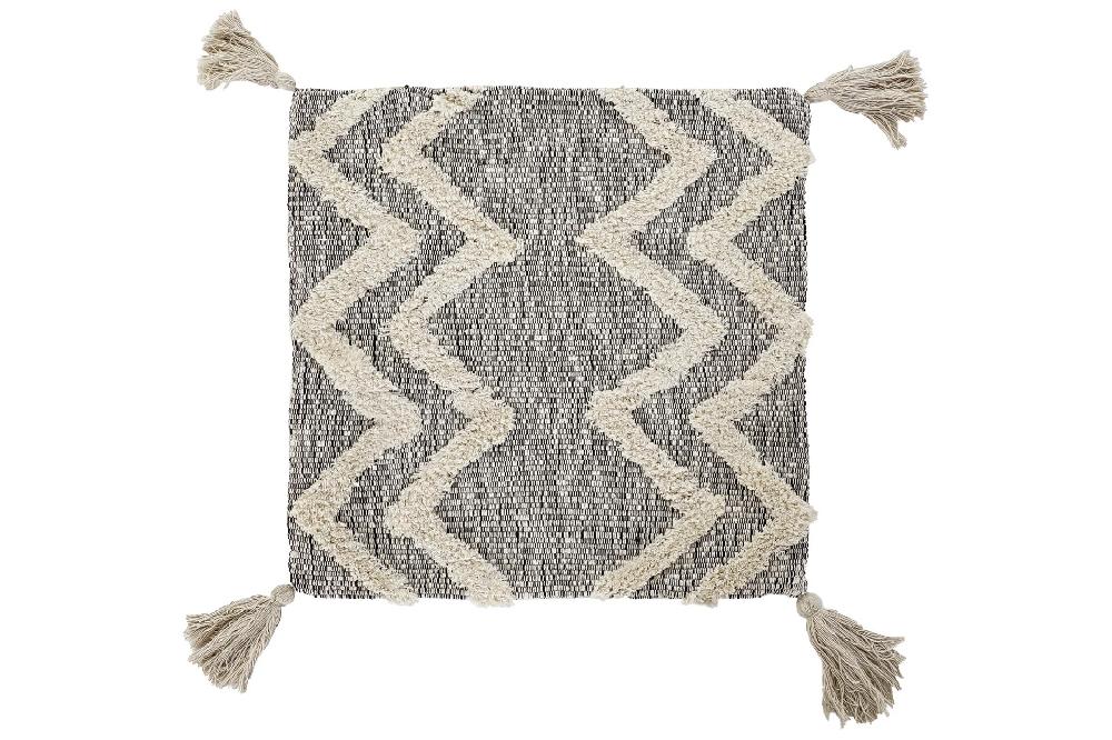 Dekodonia Funda cojin algodon 60x3x60 flecos gris